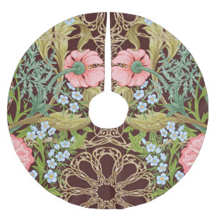 Art Nouveau Style Floral: Farbiges Vintages Muster Polyester Weihnachtsbaumdecke