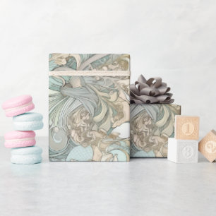 Art Nouveau Style Seashells Wiederholung Muster Geschenkpapier