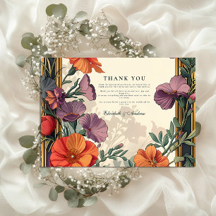 Art Nouveau Sunset Floral Wedding Dankeskarte