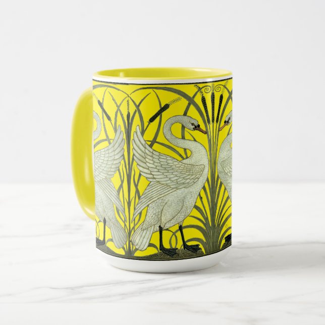 Art Nouveau Swans Frieze Pattern von Walter Crane Tasse (Vorderseite Links)