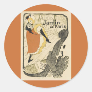 Art Nouveau Tänzerin Jane Avril von Toulouse Lautr Runder Aufkleber