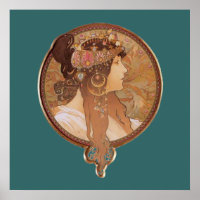 Art Nouveau - Tête Byzantine, Poster Brunette