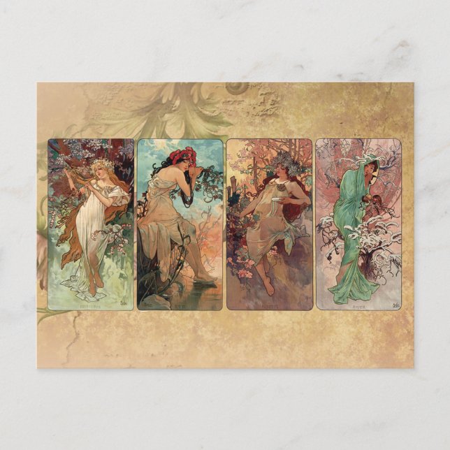 Art Nouveau ~ The Four Seasons Postkarte (Vorderseite)