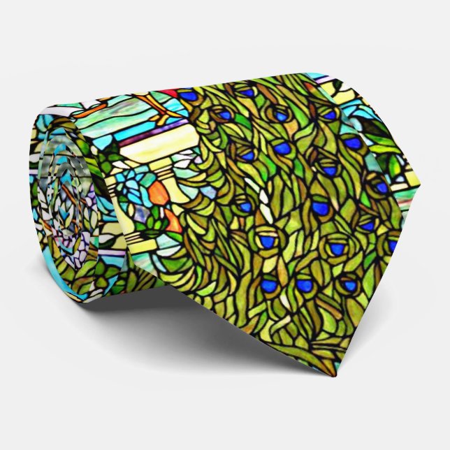 Art Nouveau Tiffany festgeklemmtes Glas Fenster Pf Krawatte (Gerollt)