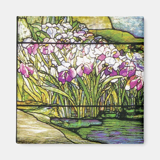 Art Nouveau Tiffany verkleidete Glaslandschaft Magnet (Vorne)