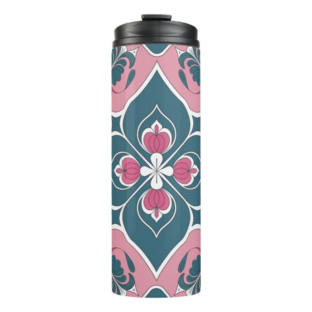 Art Nouveau Tile Floral Pattern Thermosbecher (Vorderseite)