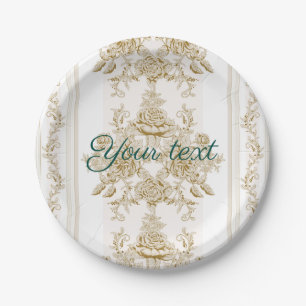 Art nouveau,Toile,floral,pattern,beige,chic,elegan Pappteller