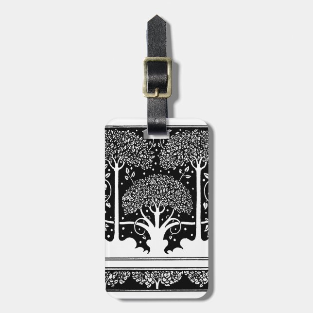 Art Nouveau Tree Beardsley Muster Gepäckanhänger (Vorderseite vertikal)
