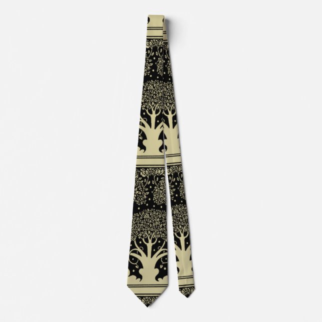 Art Nouveau Tree Beardsley Muster Krawatte (Vorderseite)