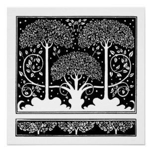 Art Nouveau Tree Beardsley Muster Poster