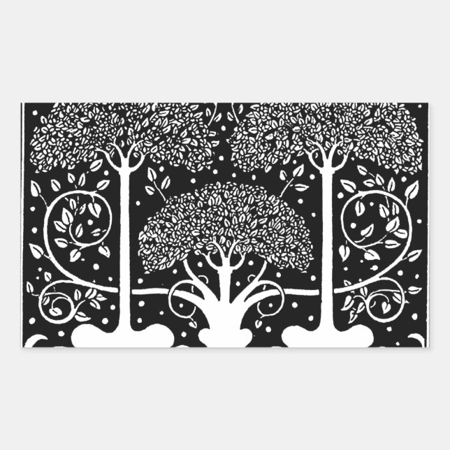 Art Nouveau Tree Beardsley Muster Rechteckiger Aufkleber (Vorderseite)