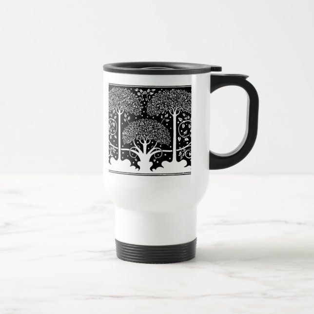 Art Nouveau Tree Beardsley Muster Reisebecher (Rechts)