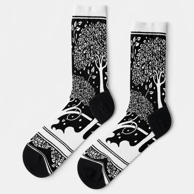 Art Nouveau Tree Beardsley Muster Socken (Linkes Detail)