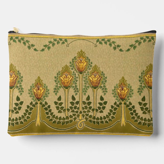 Art Nouveau Tulip Blume Pyramide Form Makeup Zubehörtasche (Vorderseite)