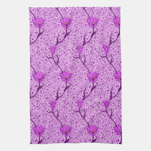 Art Nouveau Tulip Damask, Violet und Orchid Handtuch