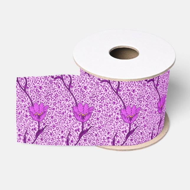 Art Nouveau Tulip Damask, Violet und Orchid Ripsband (Spule)
