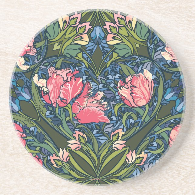 Art Nouveau Tulip Garden Getränkeuntersetzer (Vorne)