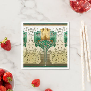 Art Nouveau Tulips Motif Standard Dinner Serviette