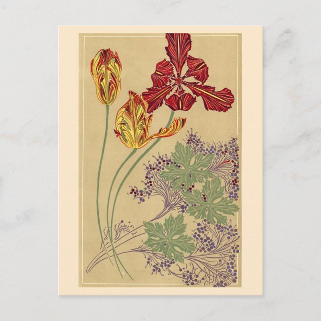 Art Nouveau Tulips Postkarte (Vorderseite)