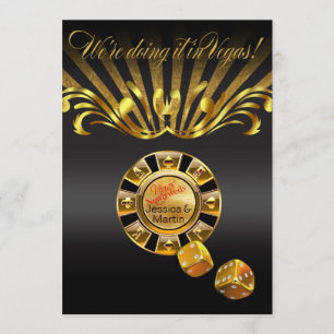 Art Nouveau Vegas-Hochzeit   gold schwarz Einladung