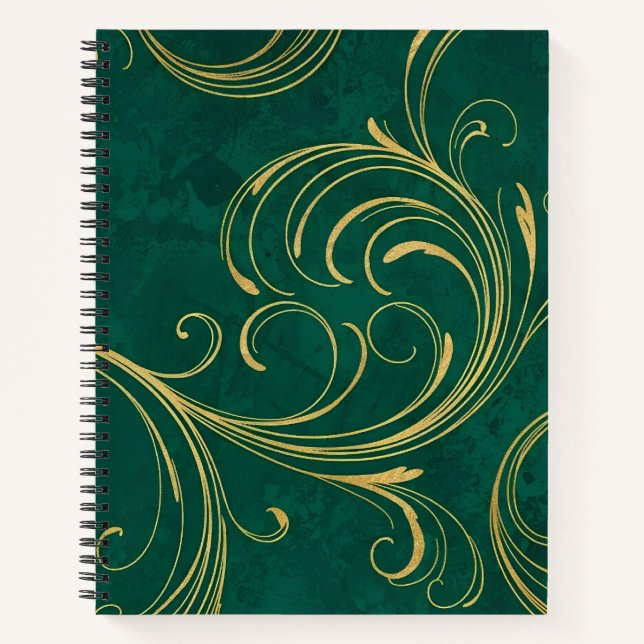 Art Nouveau Verde & Oro Notizbuch (Vorderseite)