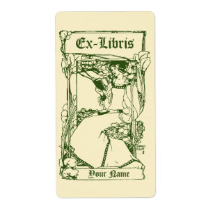 Art Nouveau Viktorianische Ära Ex Libris Lady Temp