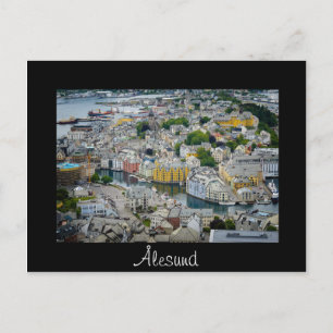 Art Nouveau ville Alesund noir texte carte postale