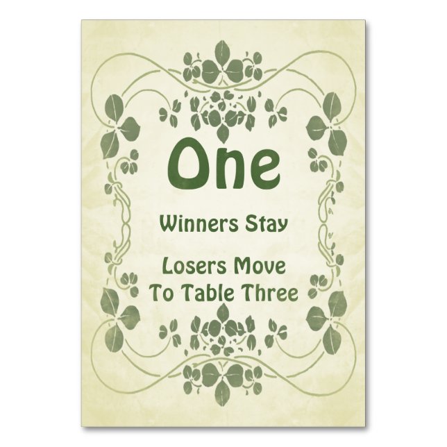 Art Nouveau Vintag #1 Bunco Table Card Tischnummer (Vorderseite)