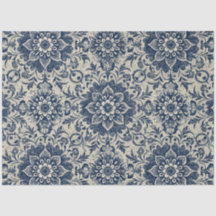 Art Nouveau Vintag Blue Floral Tapete Muster