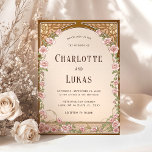 Art Nouveau Vintag Floral Wedding Einladung<br><div class="desc">Die Vintage blumengeschmückte Hochzeitsfeier im Jugendstil mit eleganten Terrakotta- und Rosa-Blütenblättern verleiht dem Hotel eine zeitlose Romantik. Inspiriert durch antike Designs aus den 20er Jahren,  bringt diese Viktorianische Einladung einen klassischen Jugendstil-Charme in Ihre alte Hochzeitsfeier.</div>