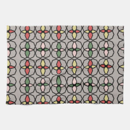 Art Nouveau Vintag Style Grau, Gelb, Rosa, Geschirrtuch