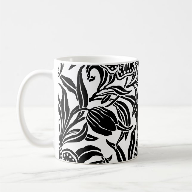 Art Nouveau Vintage Botanical Floral Pattern  Kaffeetasse (Links)