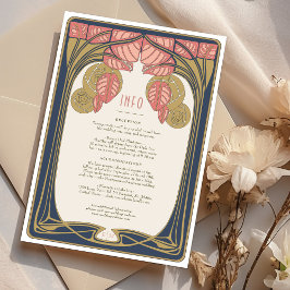 Art Nouveau Vintage Mariage Détails Carte avec Arb