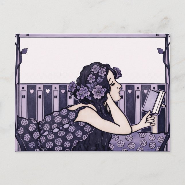 Art Nouveau Vintage reader Postkarte (Vorderseite)