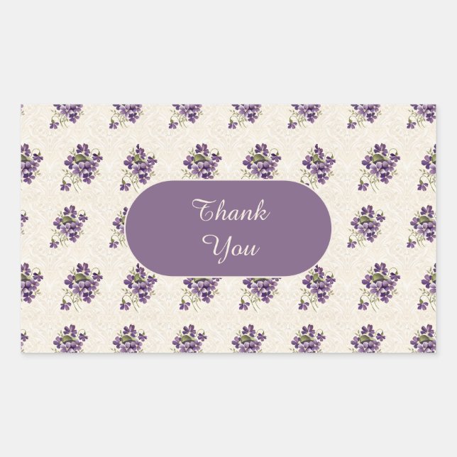 Art Nouveau Violet Floral Pattern Rechteckiger Aufkleber (Vorderseite)