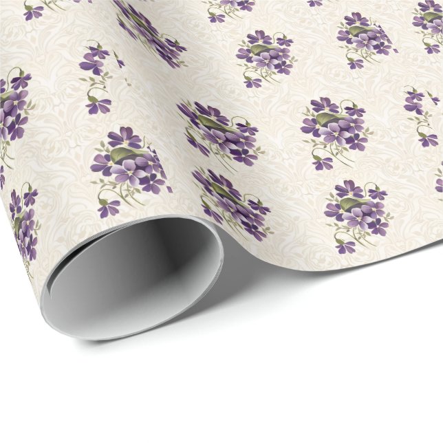 Art Nouveau Violet Floral Pattern – Vintage Geschenkpapier (Rolleneckpunkt)