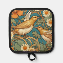 Art Nouveau Vögel und Blumen Topflappen