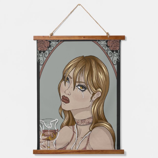 Art Nouveau Wandteppich Mit Holzrahmen (Vorderseite)