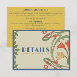Art Nouveau Wedding Details Eintrittskarte RSVP Karte