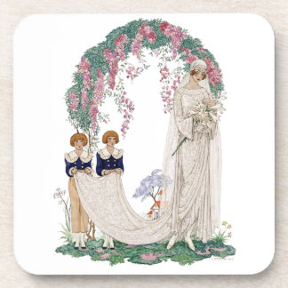 Art Nouveau Wedding Illustration – Vintage Bridal  Getränkeuntersetzer