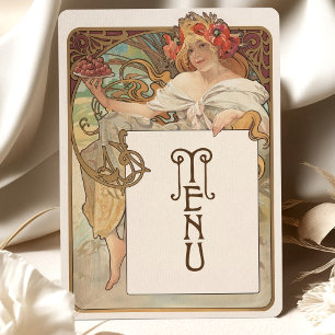 Art Nouveau Wedding Menu Card Einladung