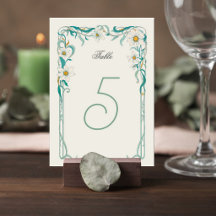 Art Nouveau Wedding Table Number Card