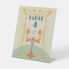 Art Nouveau Wedding Tischnummer Sign Sockelschild