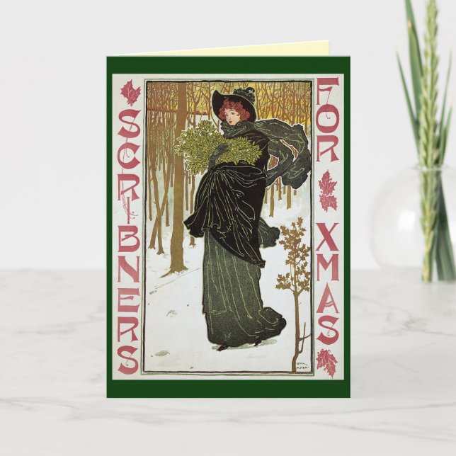Art Nouveau Weihnachtskarte Feiertagskarte (Vorderseite)