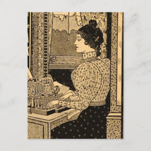 Art-Nouveau-Werbeanzeige für Schreibmaschine aus d Postkarte