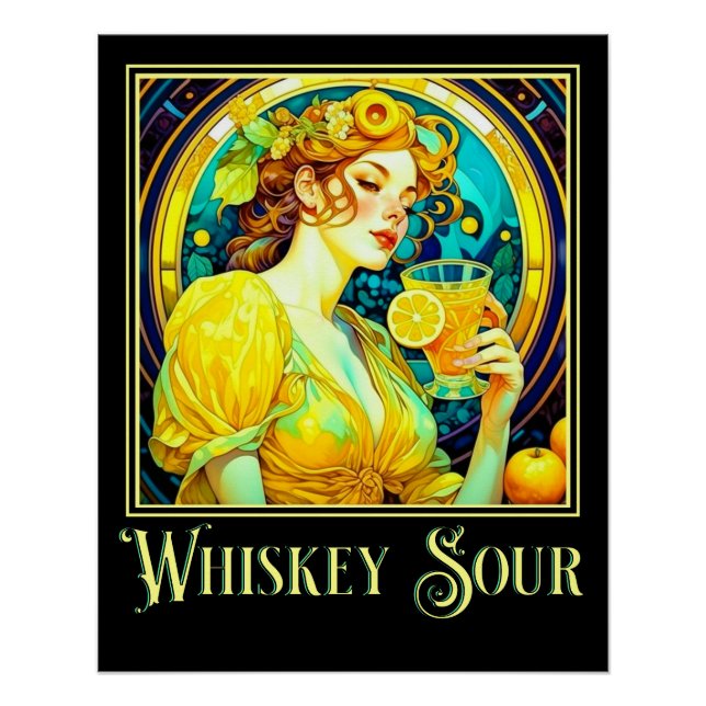 Art Nouveau Whiskey Sour Poster (Vorderseite)