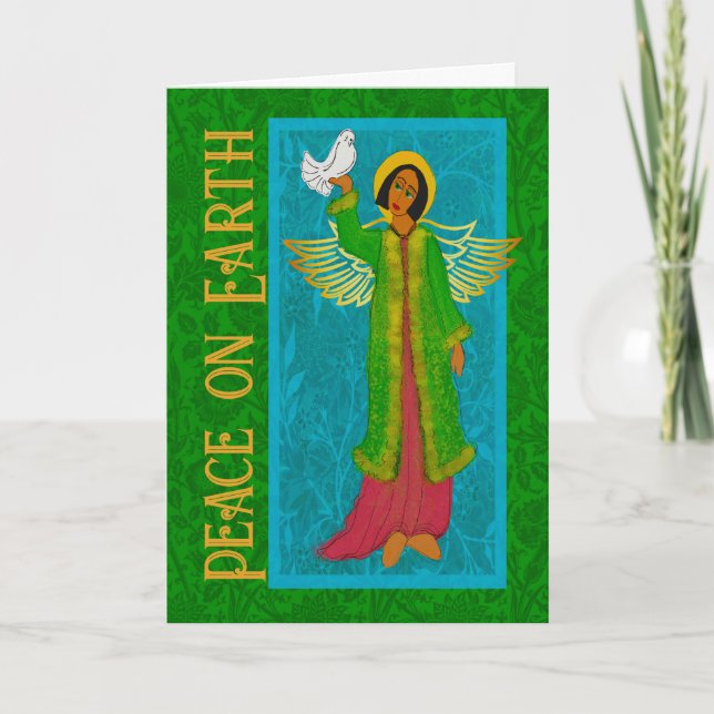 Art Nouveau William Morris Retro Weihnachtskarte Dankeskarte (Vorderseite)
