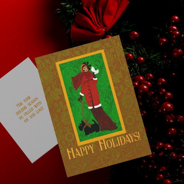 Art Nouveau William Morris Scottie Christmas Card Dankeskarte (Von Creator hochgeladen)