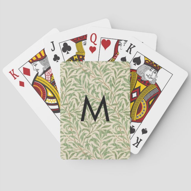 Art Nouveau Willow Bough Monogram William Morris Spielkarten (Rückseite)