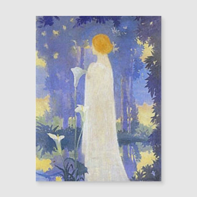 Art Nouveau Woman mit Calla Lilies Magnetkarte (Vorderseite)